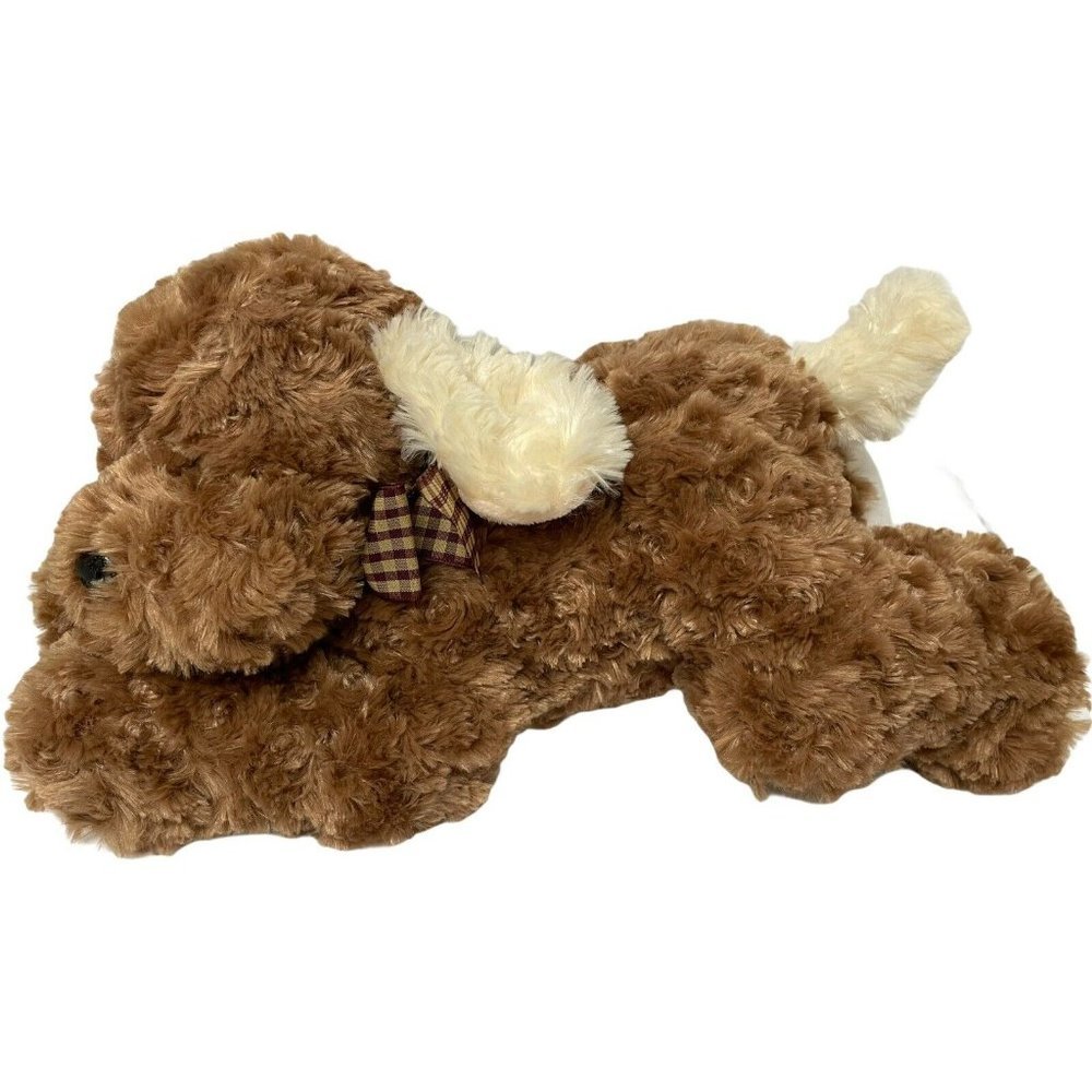 Dan Dee Plush Dog Brown Stuffed‎ Animal  White Ears Soft 15"  x 6"